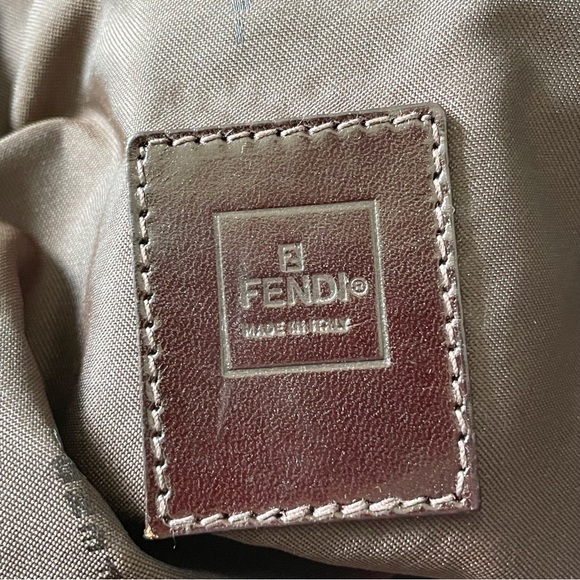 Fendi off white canvas brown leather small rectangular backpack - Picture 13 of 14